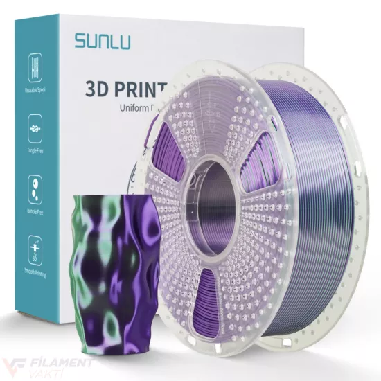 SUNLU Silk PLA+ Dual Çift Renk Filament Yeşil - Mor SUNLU Silk PLA+ Dual Çift Renk Filament Yeşil - Mor